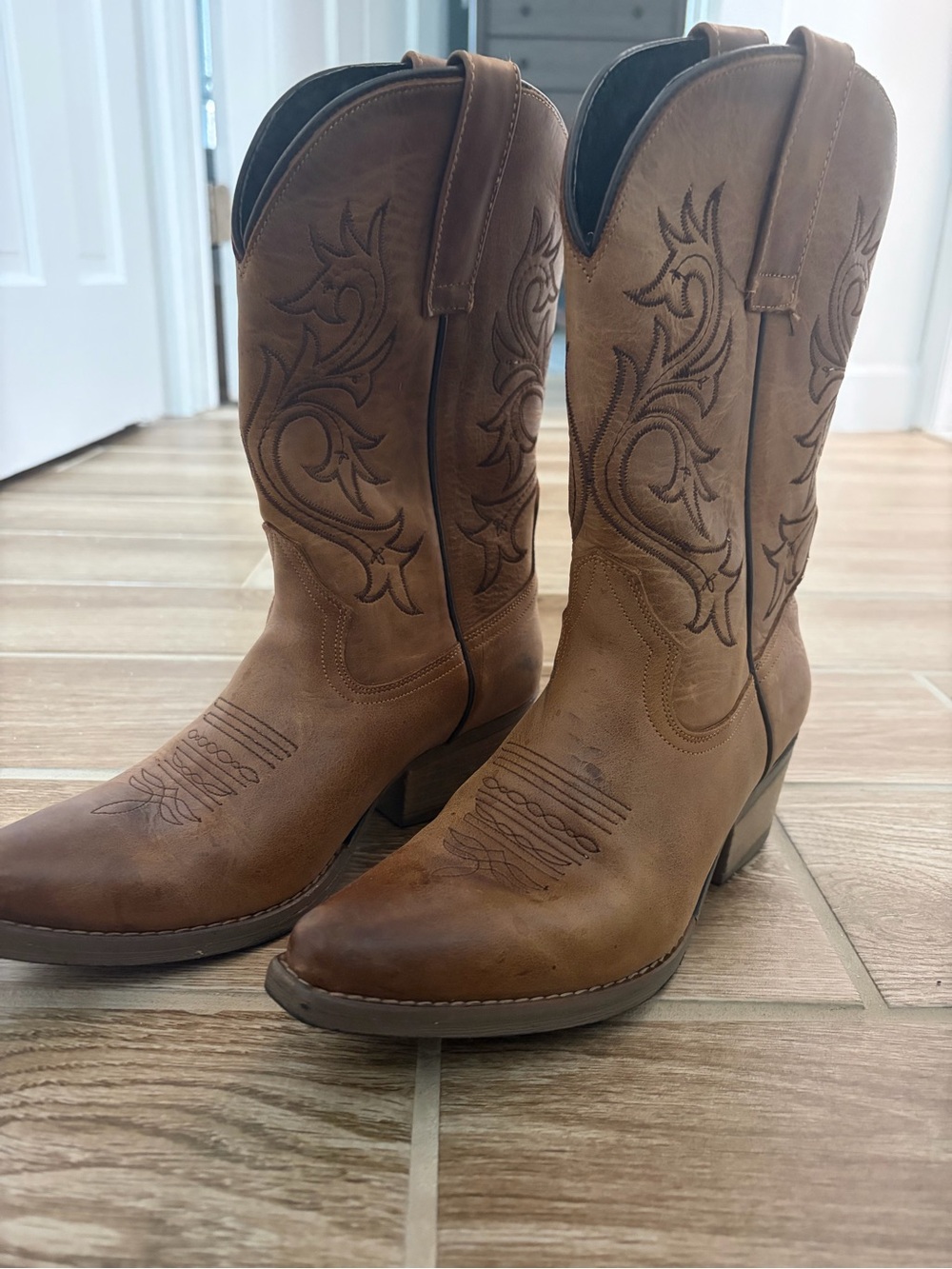 Brown Leather Sterling River Cowboy Boots for Women